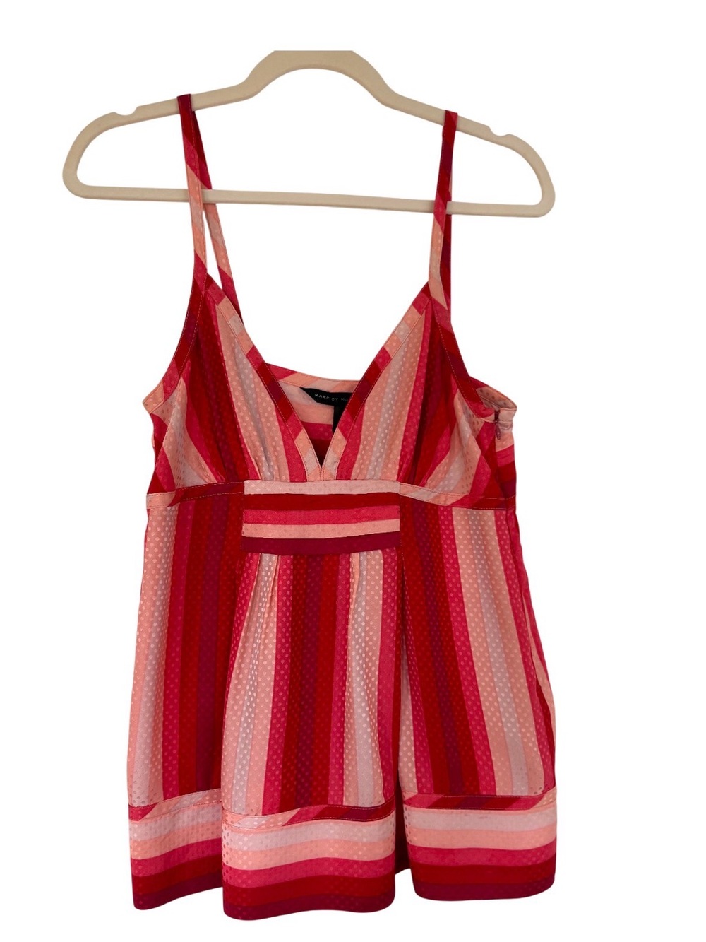Marc Jacob’s Vintage Retro Silk Striped Red & Pink V-Neck Cami Top